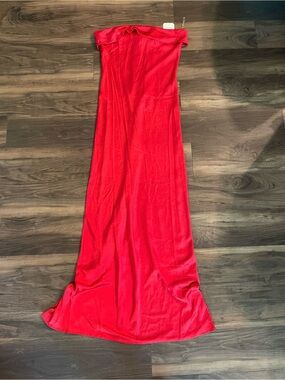 Altar'd State Strapless Maxi Dress in Red